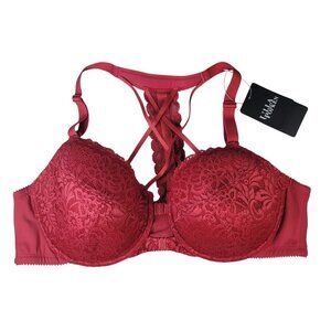 Ulla Popken Lace Underwired Bra Red 46C Soft Shell Front Closure Adj Strap NWT